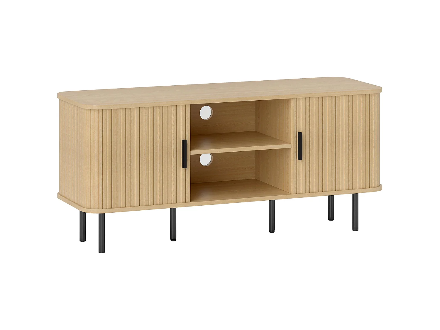 Elnali 120cm Oak Tone TV Unit with Shelves and Sliding Doors for TVs up to 55 inches