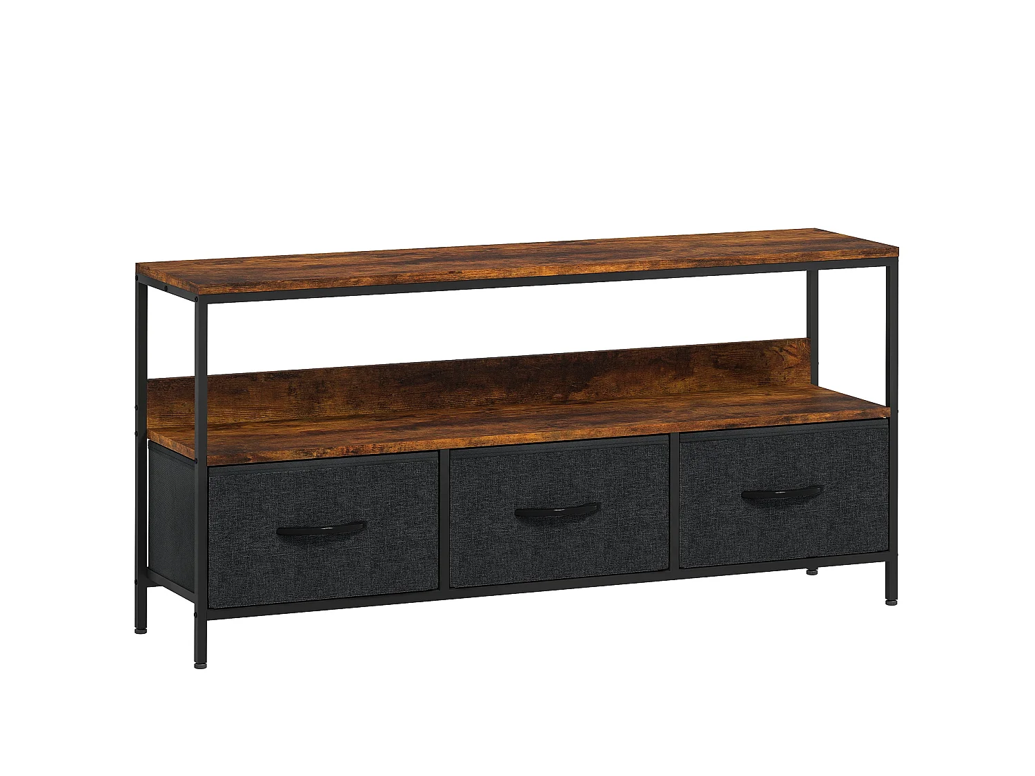Avasoro 120cm Rustic Brown TV Stand with 3 Foldable Fabric Drawers