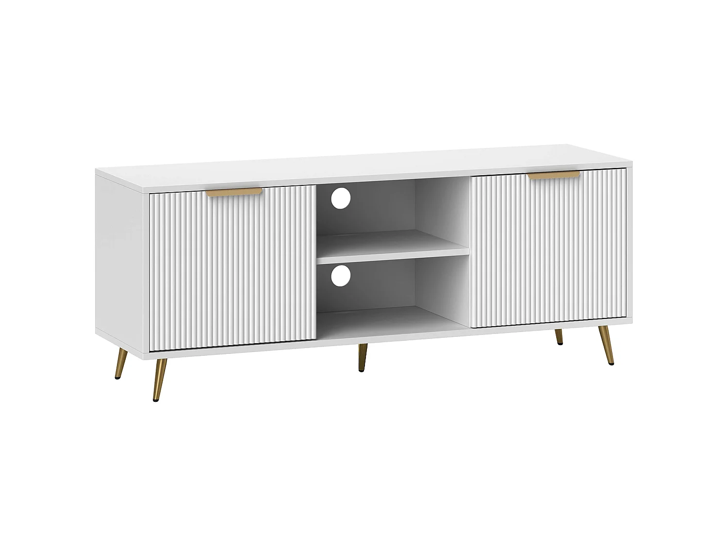 Lamo 120cm White Wooden TV Stand 2 Doors Shelf Fits Up to 55 inch Screens