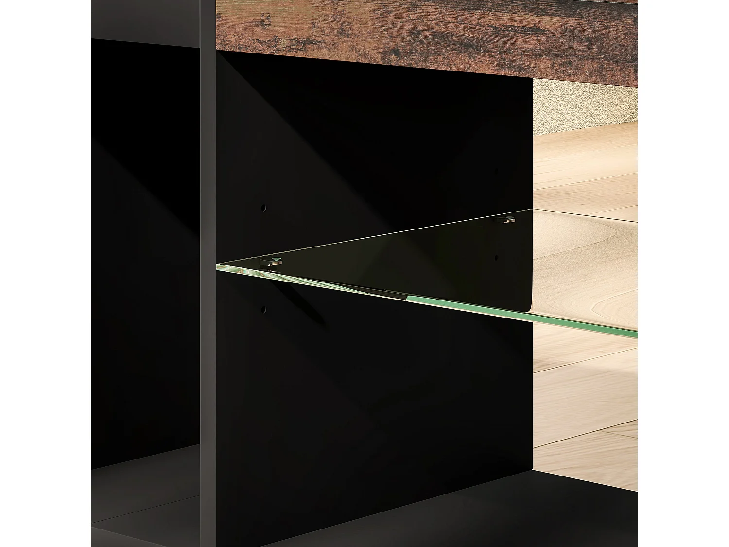 Kemido 140cm Rustic Brown TV Cabinet With LED Lighting Remote Control For Up To 65 Inch Screens