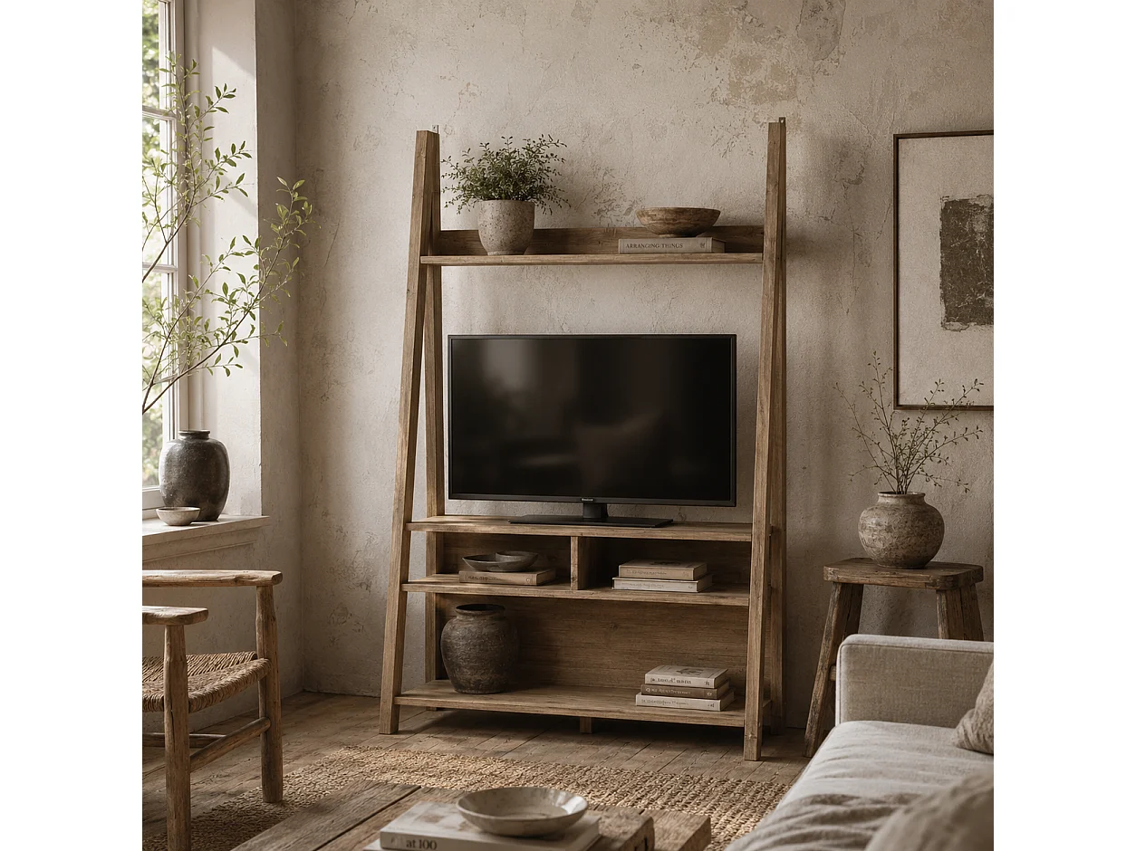 Athy Small Brown Oak Ladder TV Unit Warm Oak Finish
