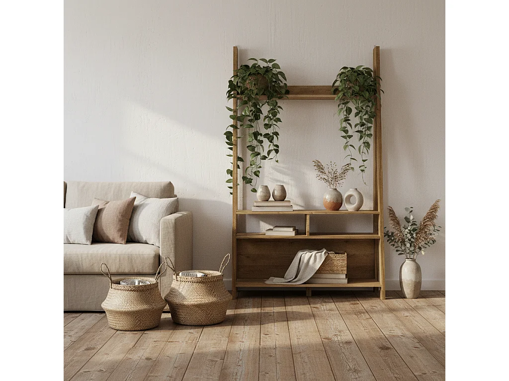 Athy Small Brown Oak Ladder TV Unit Warm Oak Finish