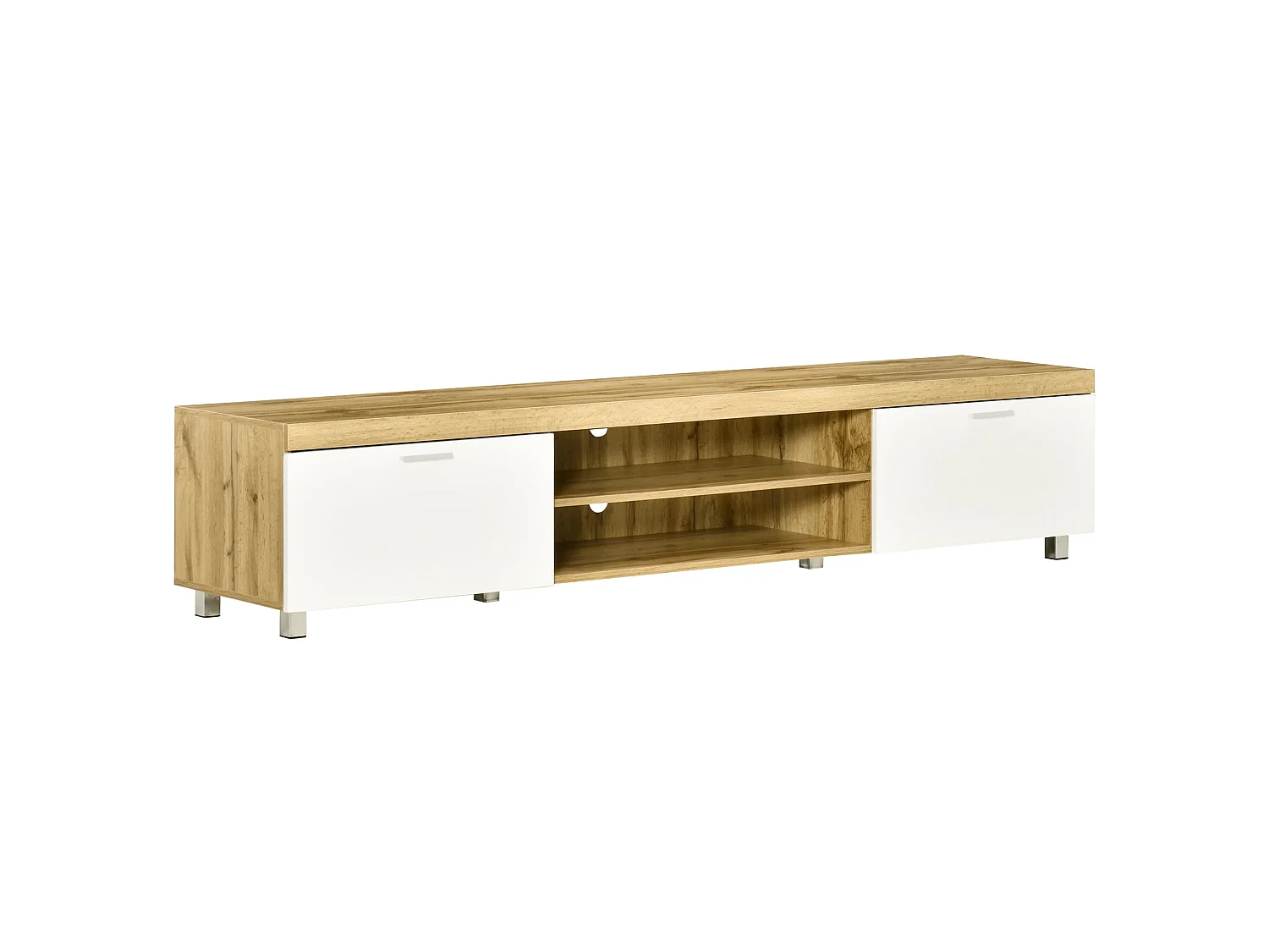 Kepaso Lima Modern TV Unit for TVs up to 90 inches Oak MDF with Storage Shelves and Cable Management