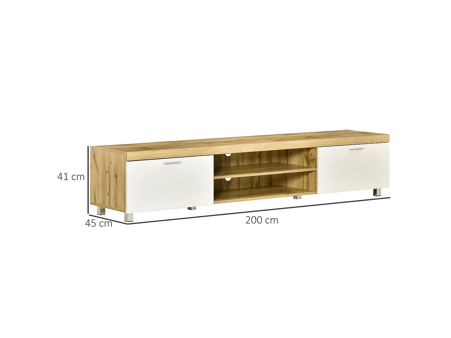 Kepaso Lima Modern TV Unit for TVs up to 90 inches Oak MDF with Storage Shelves and Cable Management