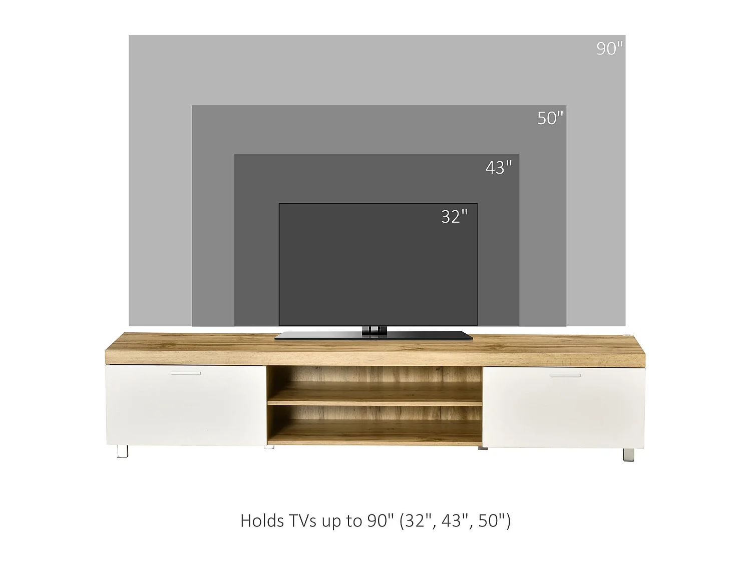 Kepaso Lima Modern TV Unit for TVs up to 90 inches Oak MDF with Storage Shelves and Cable Management