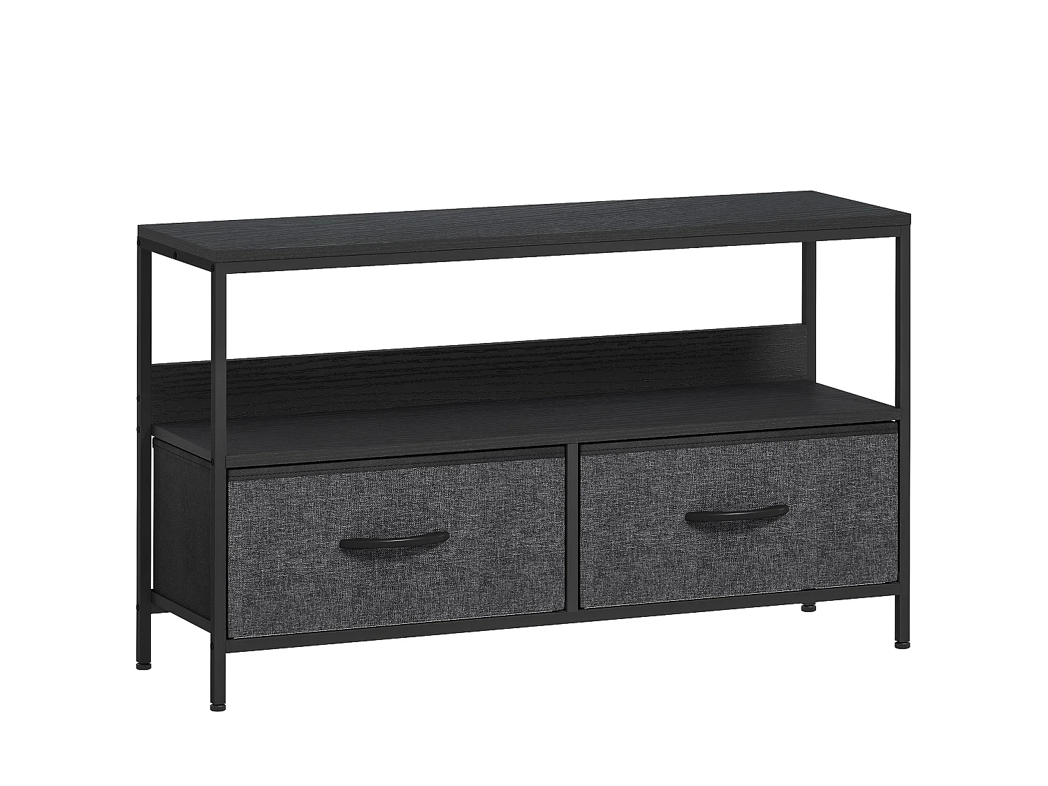 Avatera 98cm Black and Charcoal TV Storage Unit with 2 Foldable Fabric Drawers