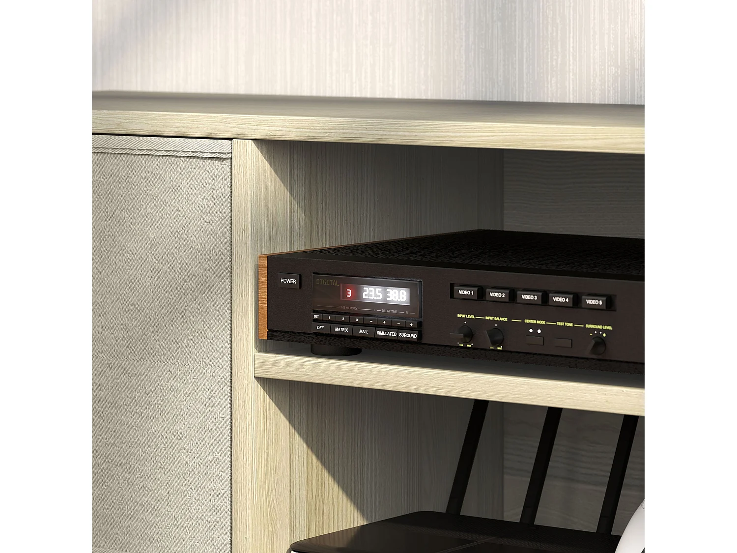 Lepa Yoha 110cm Natural Wood TV Cabinet with Fabric Drawers for TVs up to 50 inches