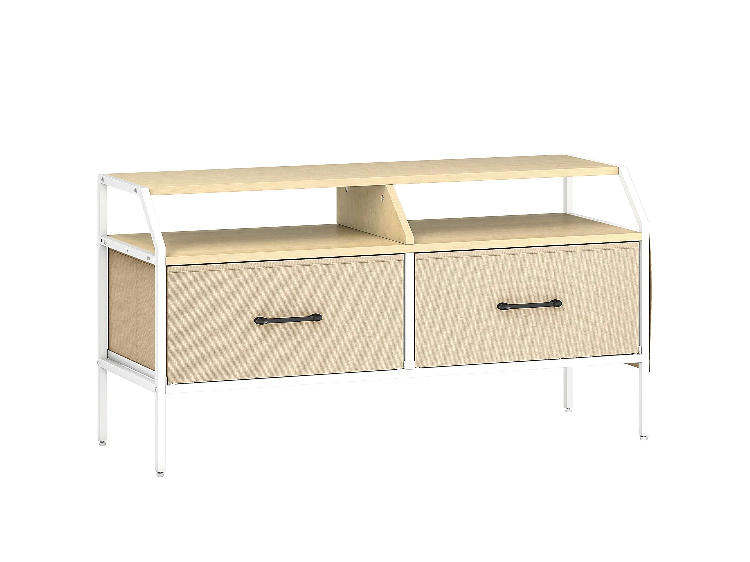 Avamira 98cm Natural and White TV Stand with Foldable Drawers Fits up to 55 inch TVs