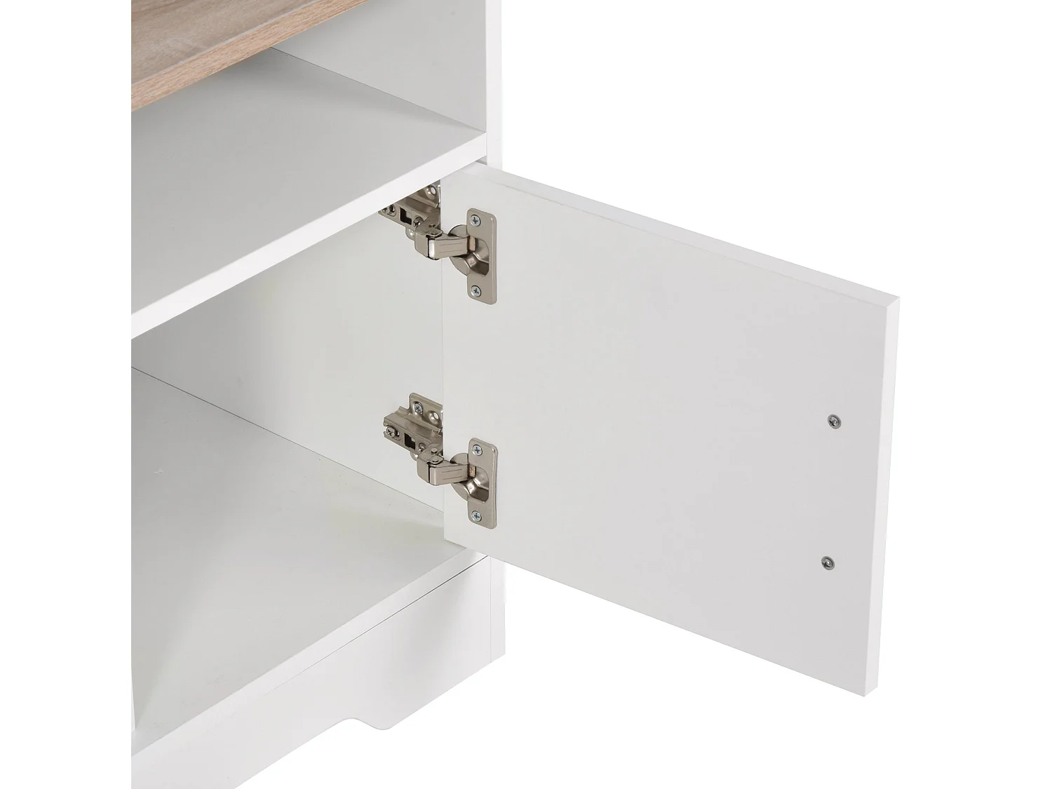 Tadori 105cm White and Wood TV Console 2 Doors with Open Shelves