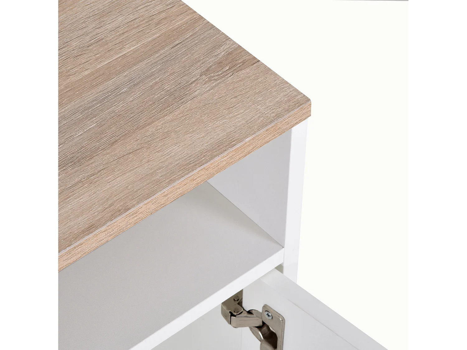 Tadori 105cm White and Wood TV Console 2 Doors with Open Shelves