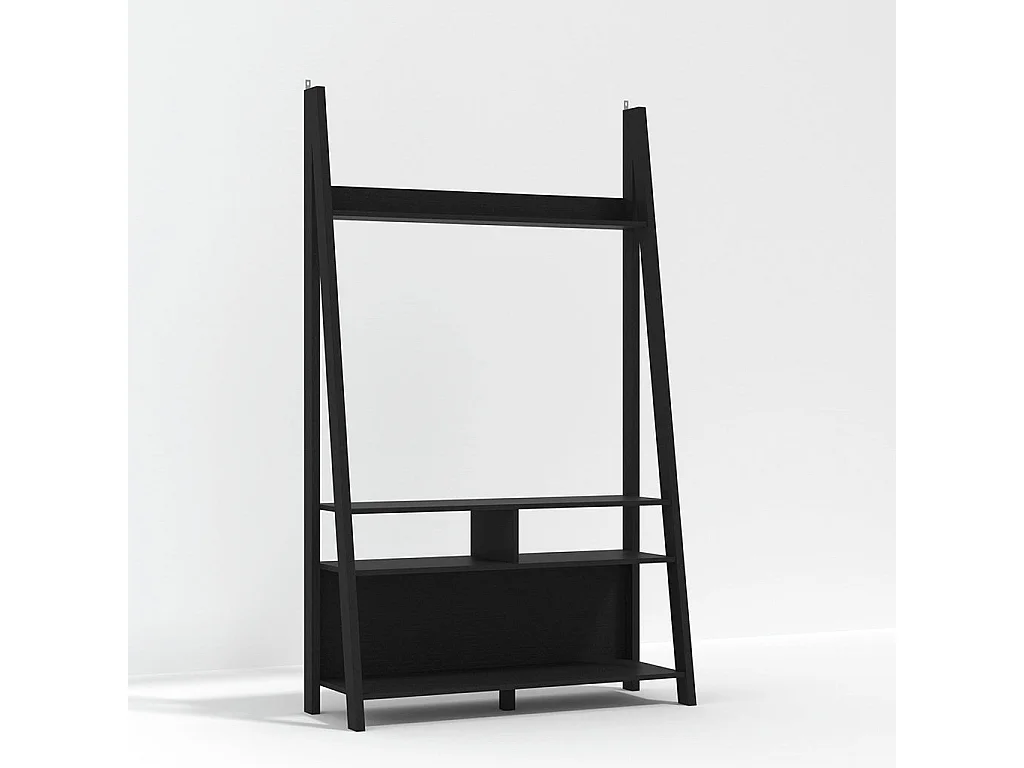 Athy Small Matt Black Wooden Ladder TV Unit