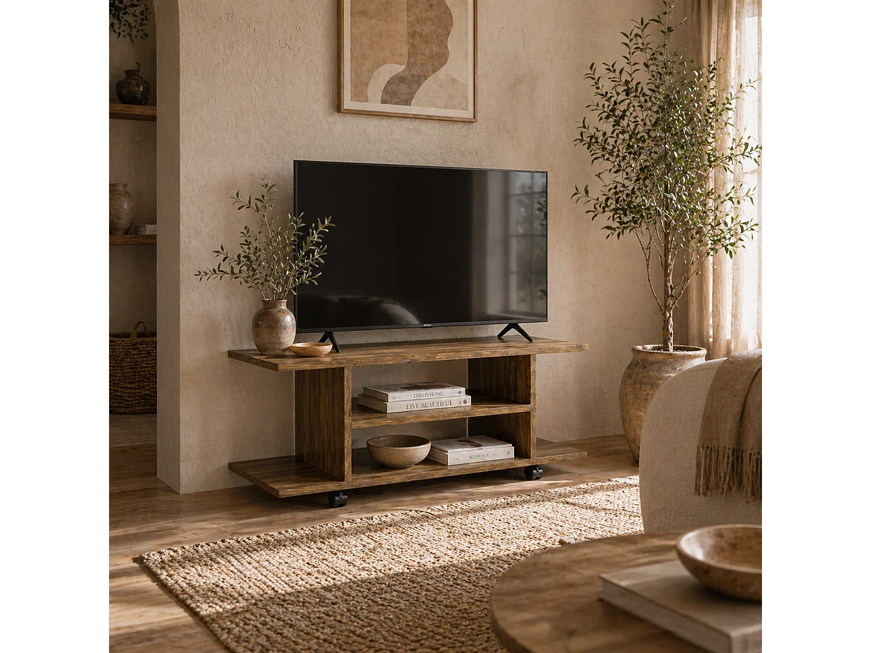 Avavello 80cm Walnut Mobile TV Storage Unit with Shelves