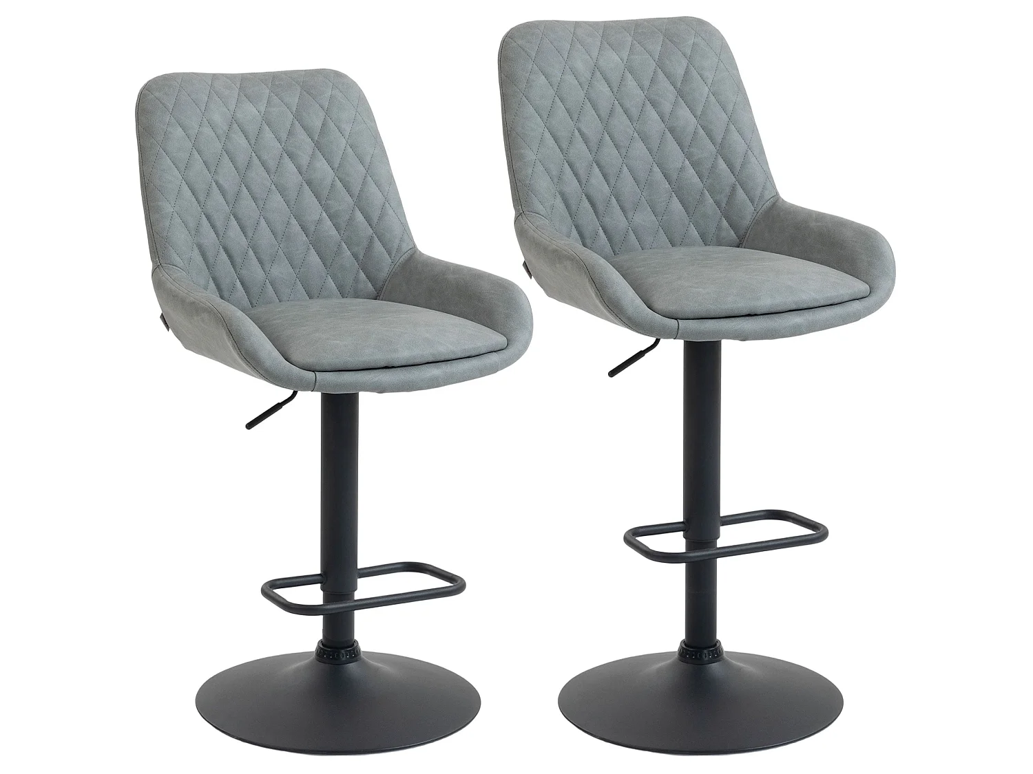 Taraneno Set of 2 Light Grey Faux Leather Retro Bar Chairs
