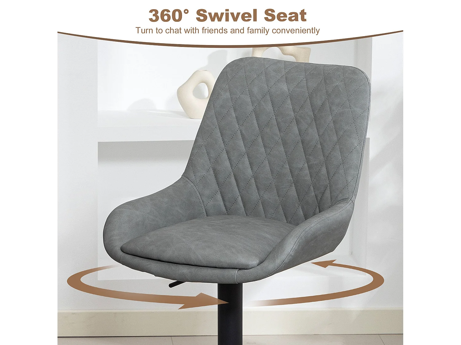 Taraneno Set of 2 Light Grey Faux Leather Retro Bar Chairs
