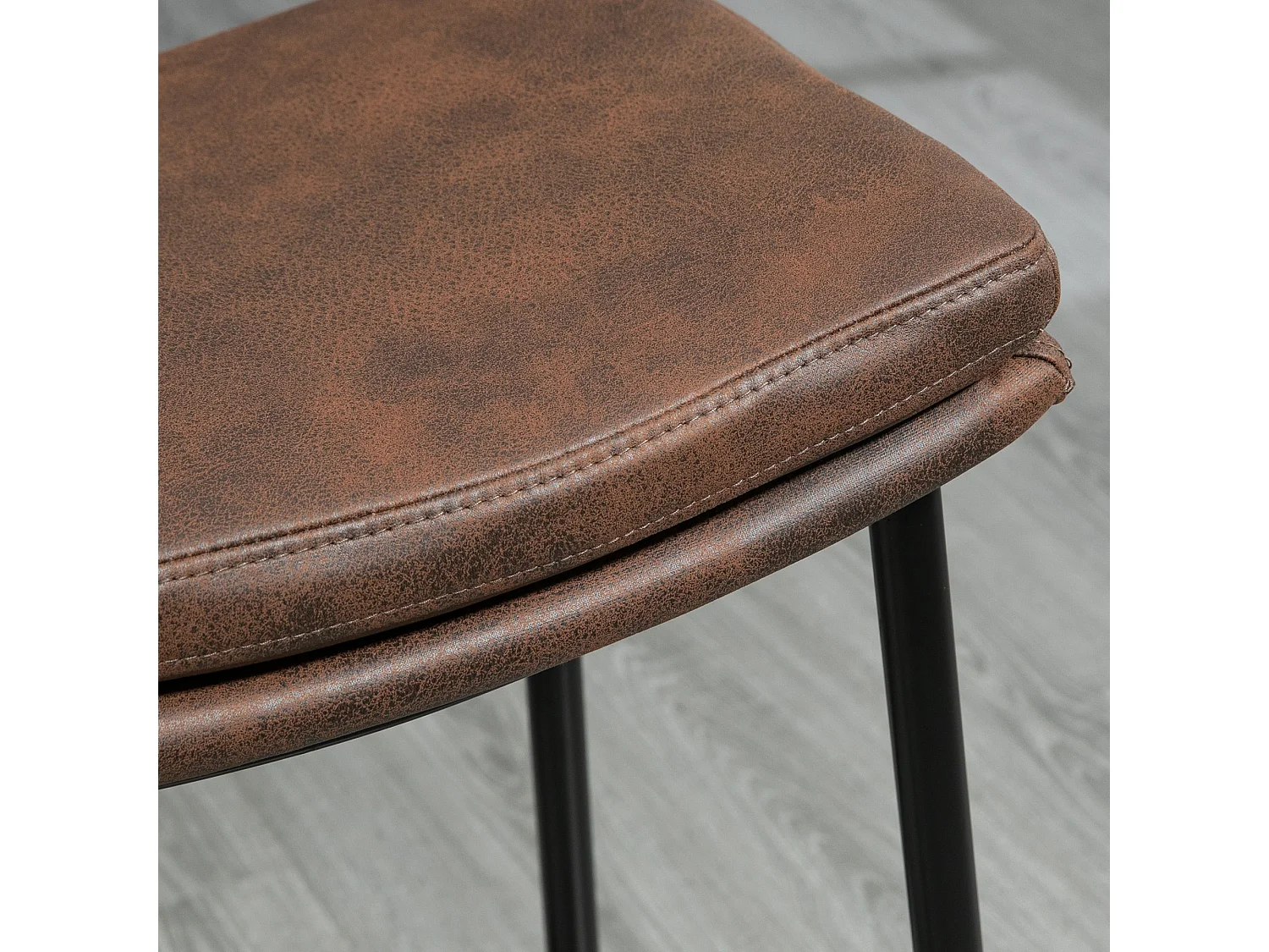 Noveha Set of 2 Brown Microfibre Industrial Breakfast Bar Stools 66cm Seat Height