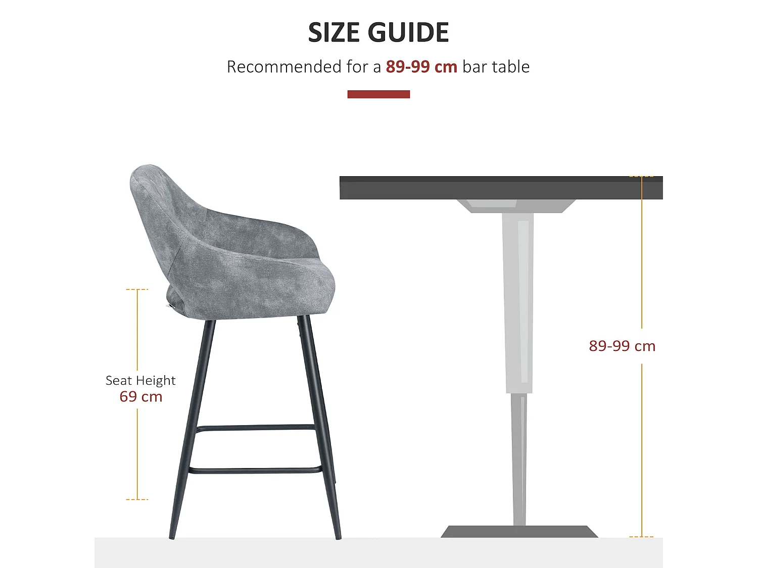 Zire Set of 2 Grey Velvet Feel Counter Bar Stools with Steel Legs
