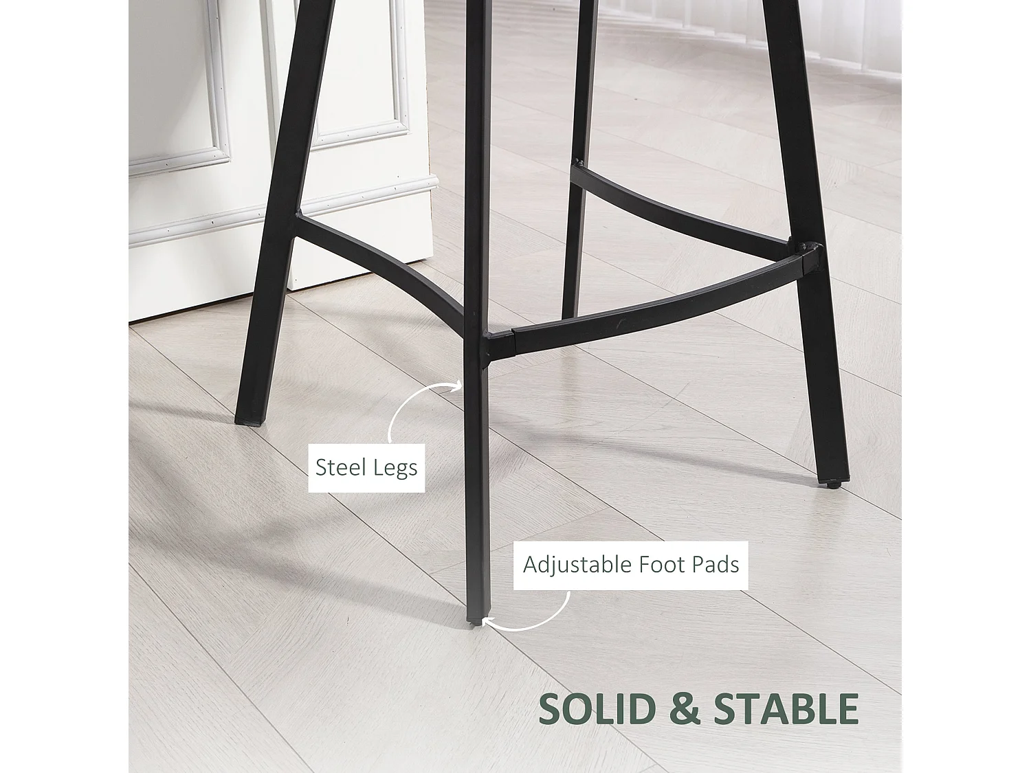 Noso Tane Set of 2 Green Faux Leather Counter Stools Powder Coated Steel