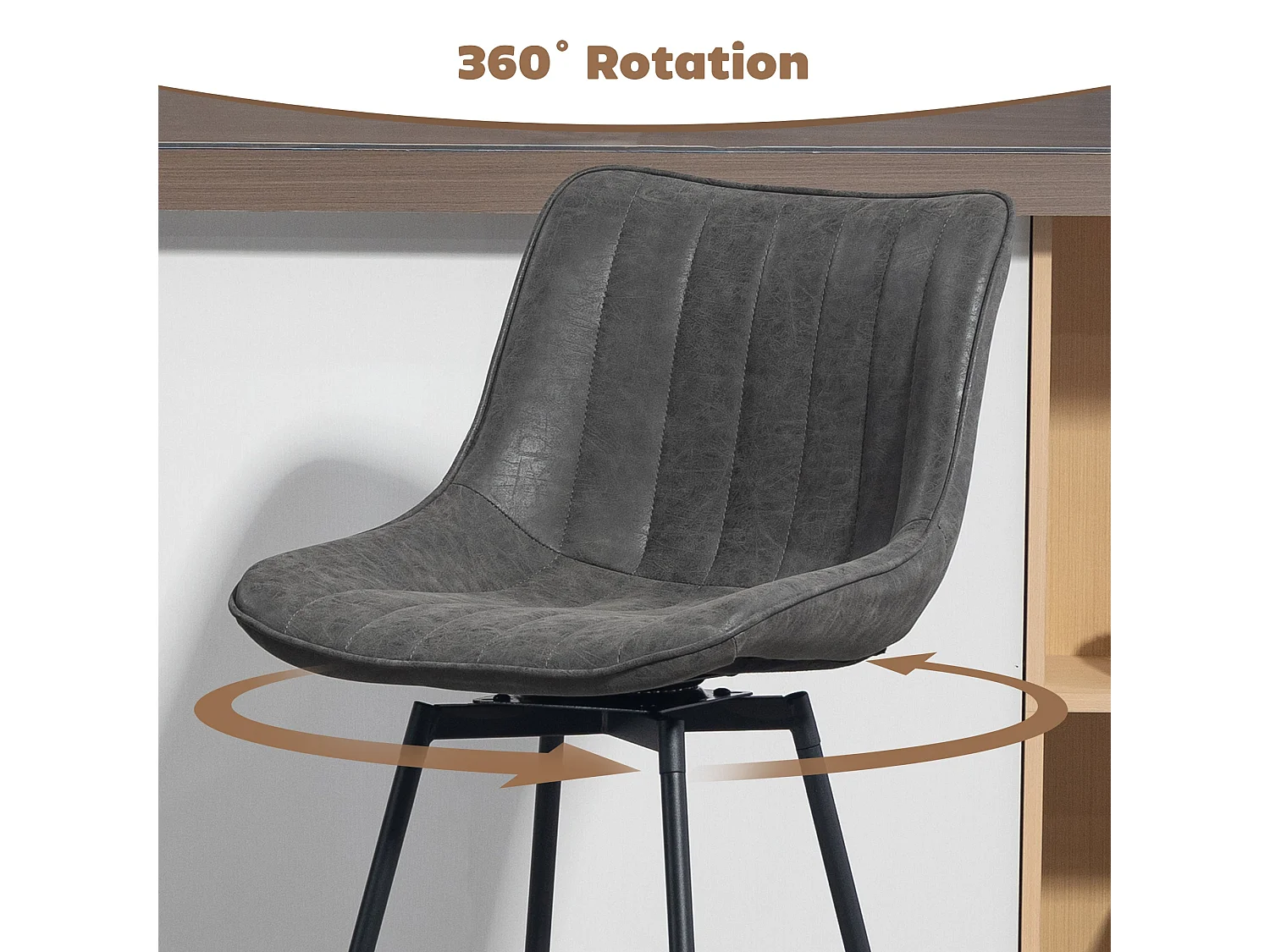 Pahara Set of 2 Grey Faux Leather Swivel Bar Chairs