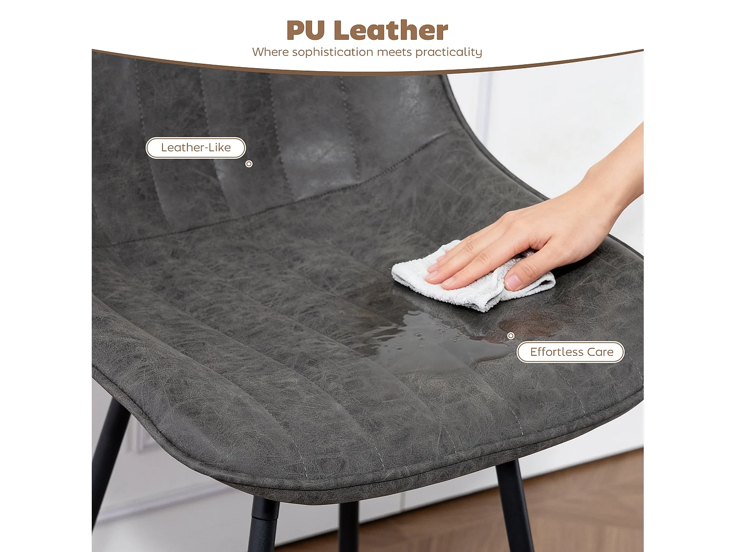 Pahara Set of 2 Grey Faux Leather Swivel Bar Chairs