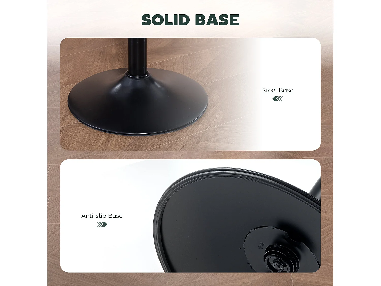 Nimba Set of 2 Dark Green Faux Leather Counter Stools Adjustable Swivel Steel Base