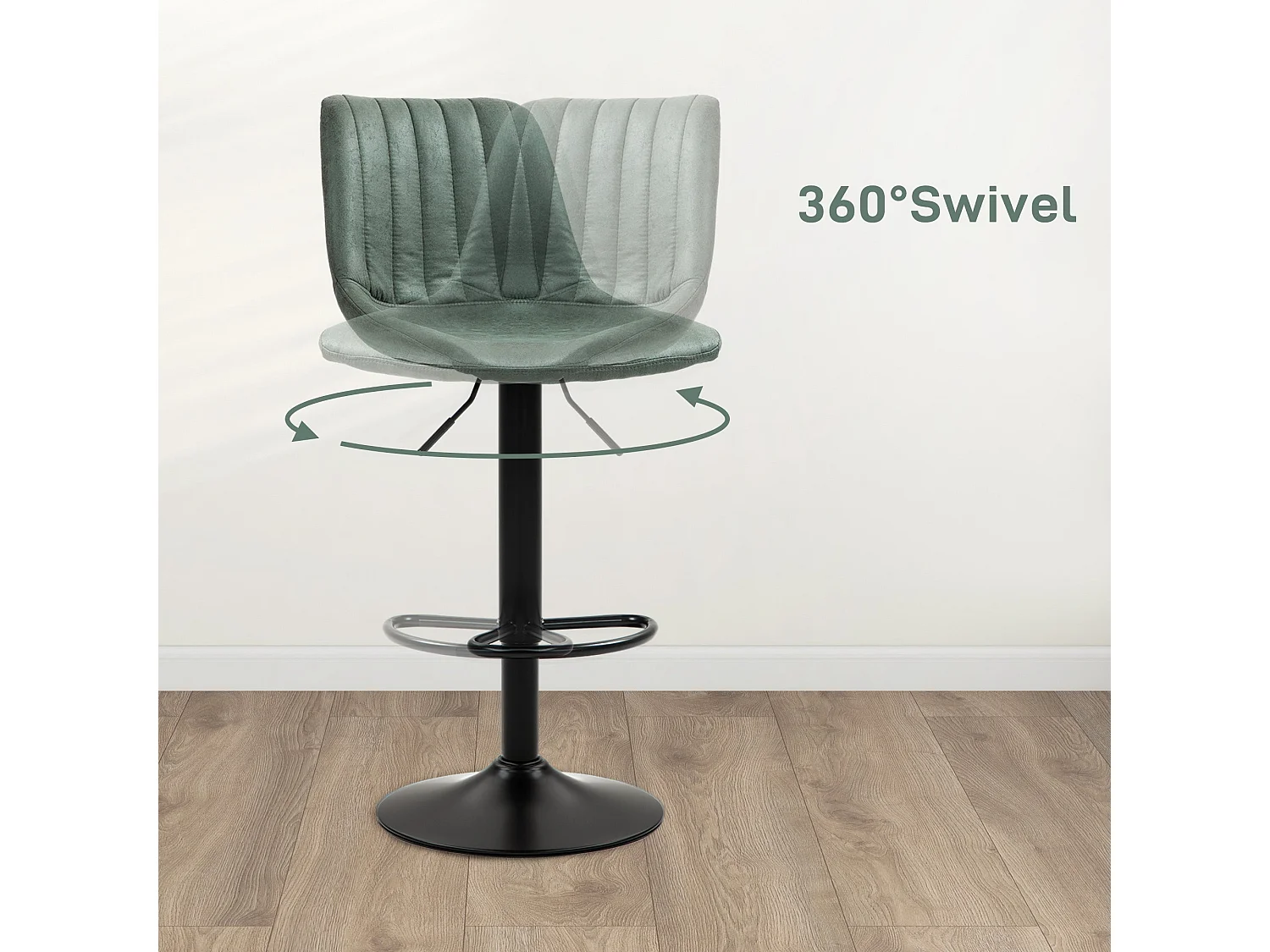 Reli Fabric Green Retro Tub Style Padded Bar Stools Set of 2