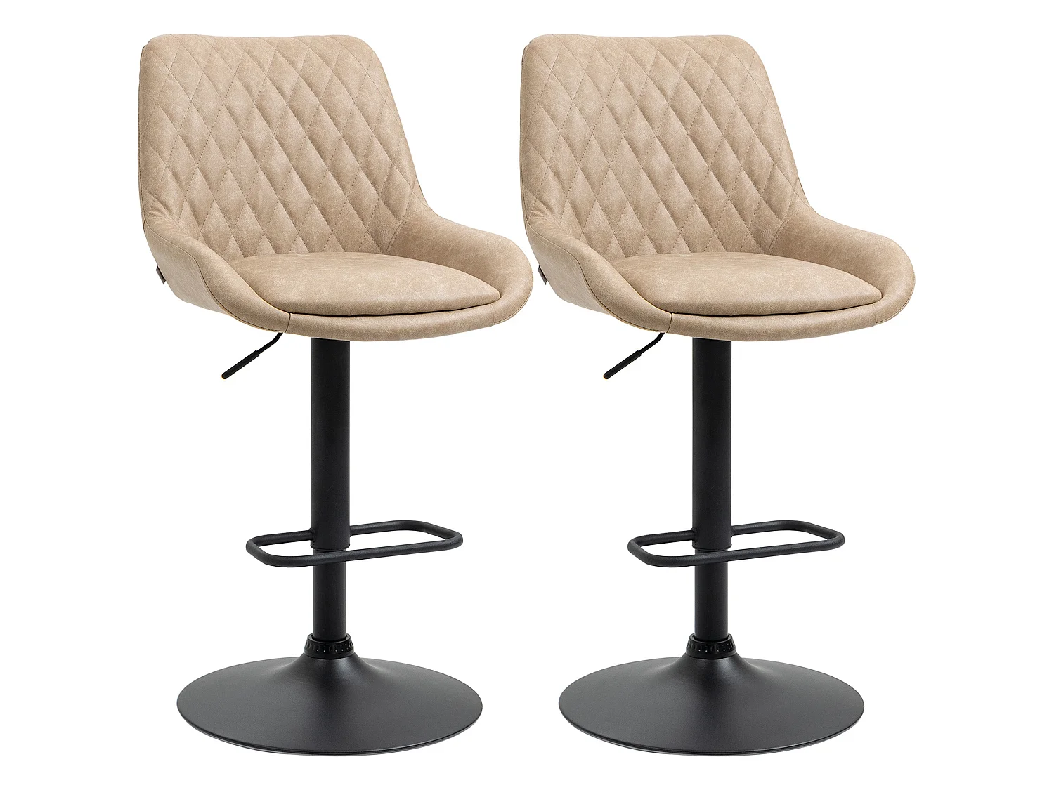 Nihano Light Khaki Adjustable Retro Bar Stools Set of 2 with Swivel Seats