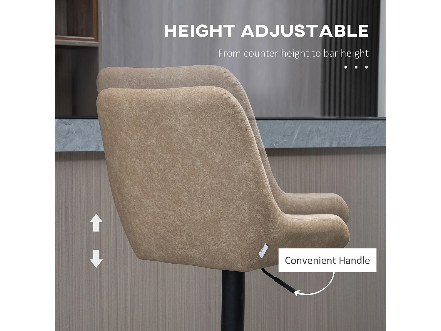 Nihano Light Khaki Adjustable Retro Bar Stools Set of 2 with Swivel Seats