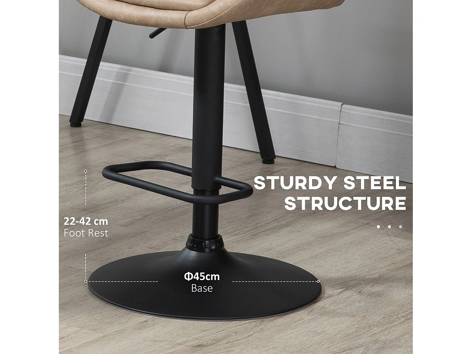 Nihano Light Khaki Adjustable Retro Bar Stools Set of 2 with Swivel Seats