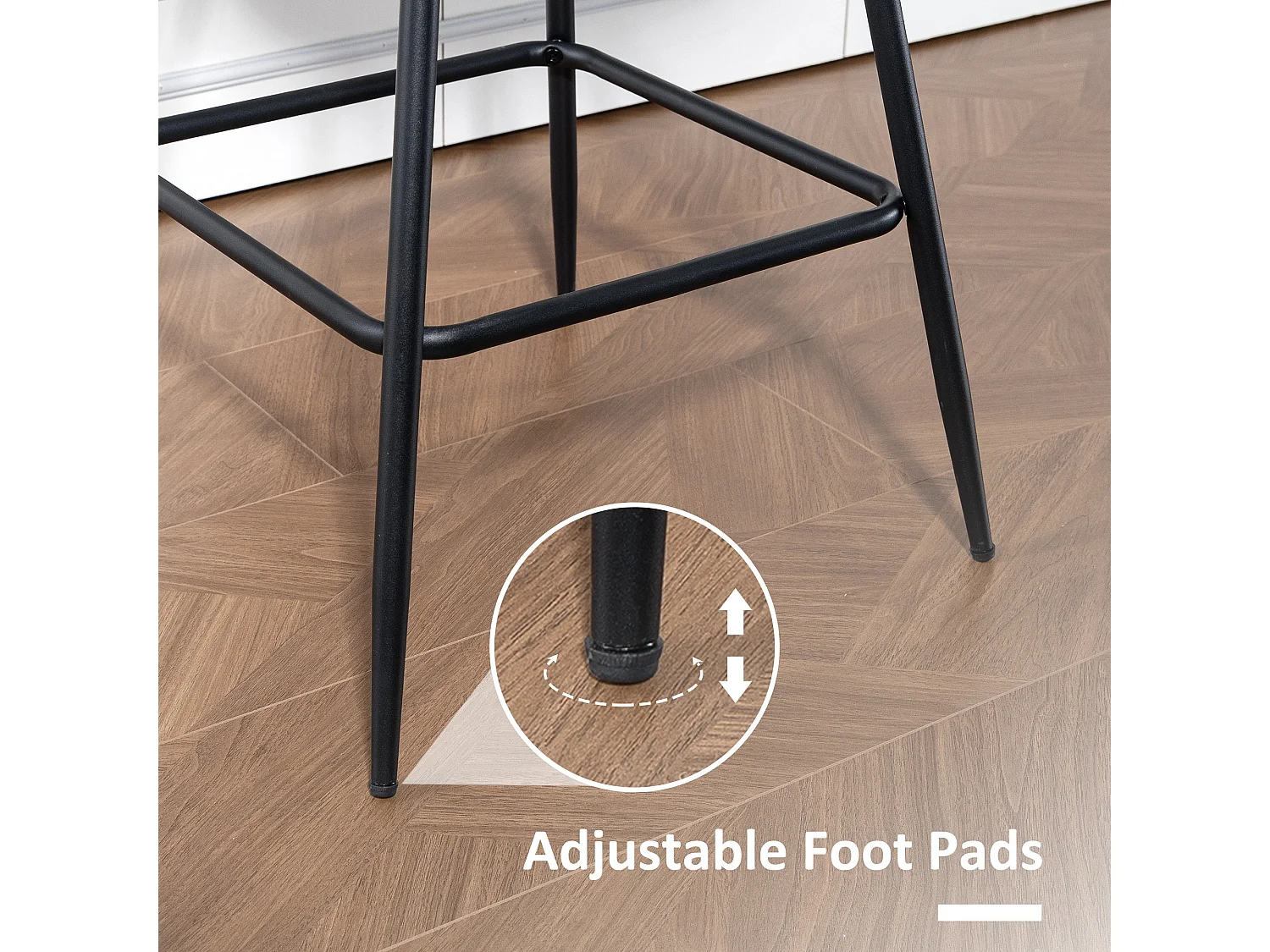 Lono Set of 2 Black Faux Leather Swivel Counter Stools