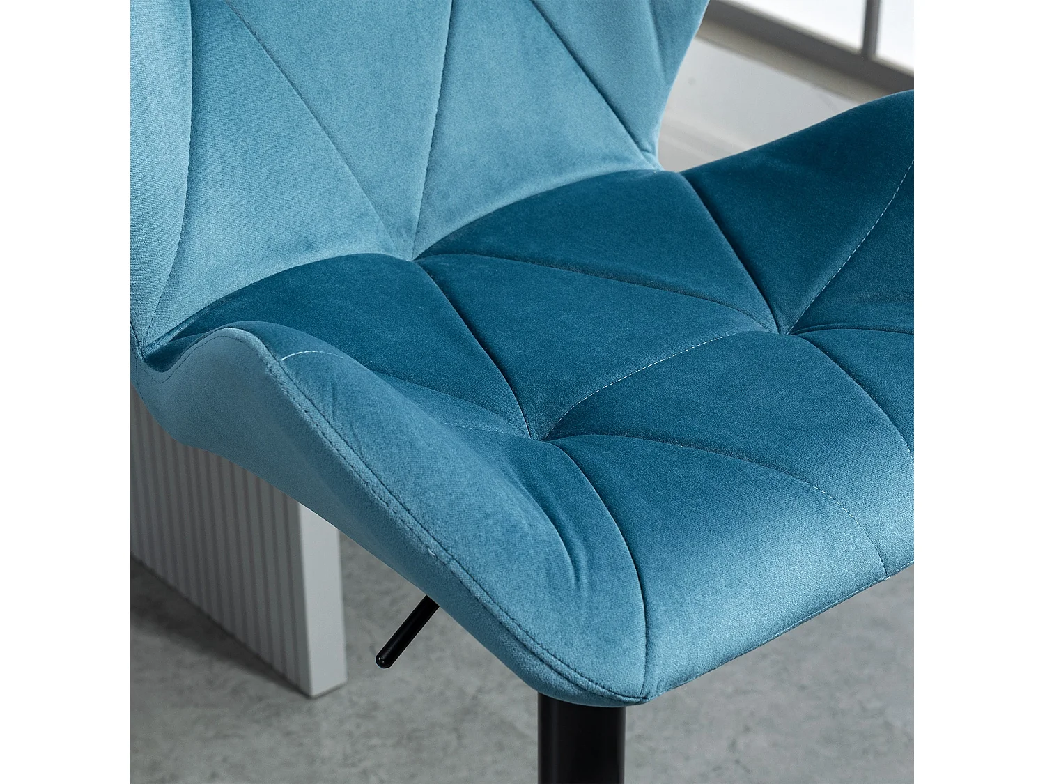 Rottira Velvet Feel Blue Adjustable Swivel Bar Stools Set of 2 Sculpted Seat with Footrest