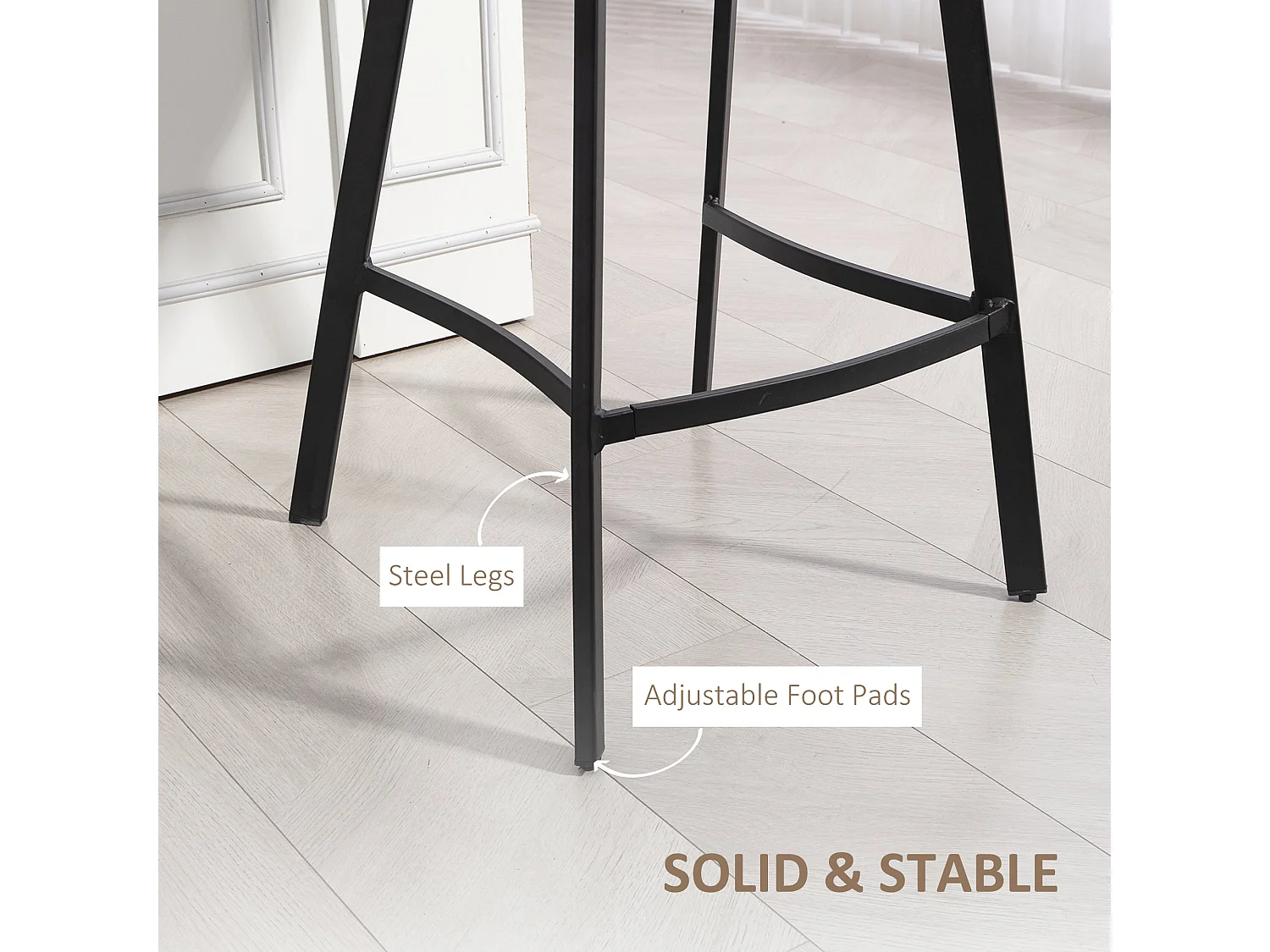 Panato Set of 2 Light Brown Faux Leather Dining Bar Stools