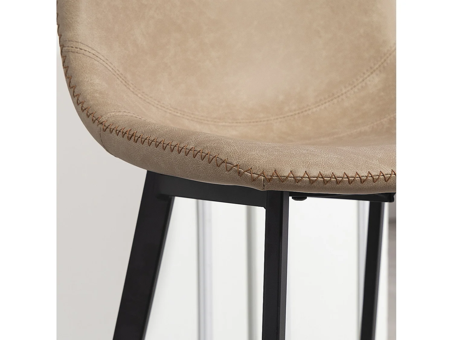 Panato Set of 2 Light Brown Faux Leather Dining Bar Stools