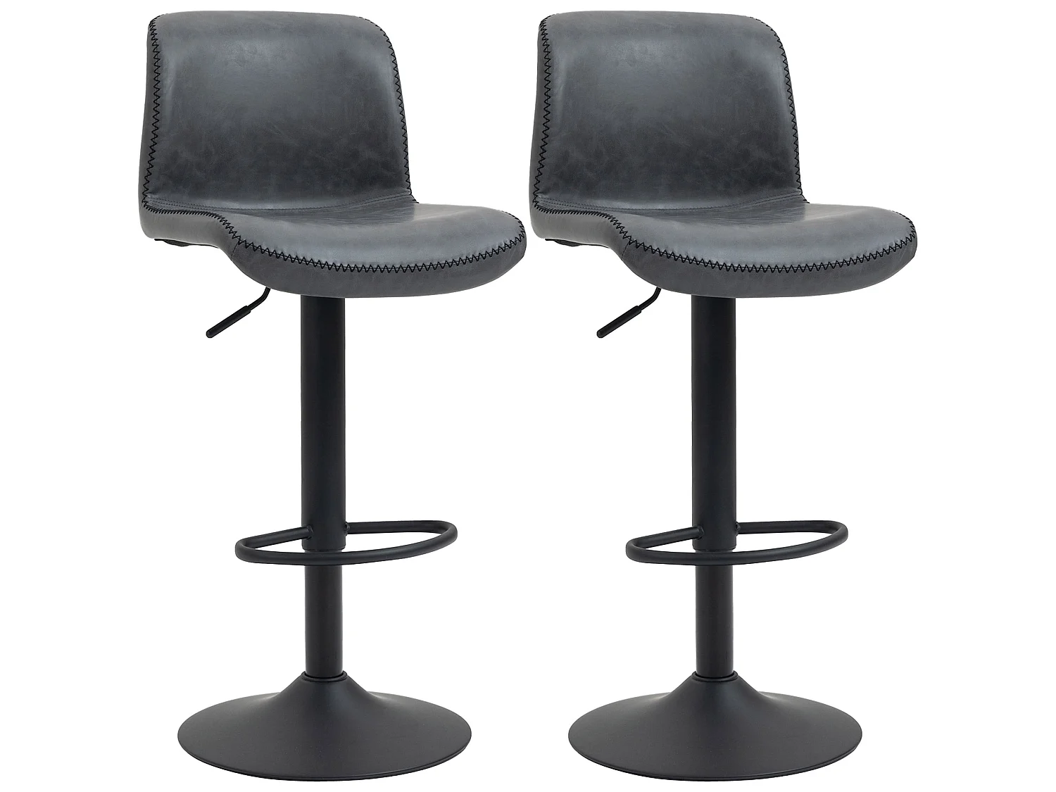 Moretta PU Leather Adjustable Bar Stools Set of 2 with Backrest and Footrest