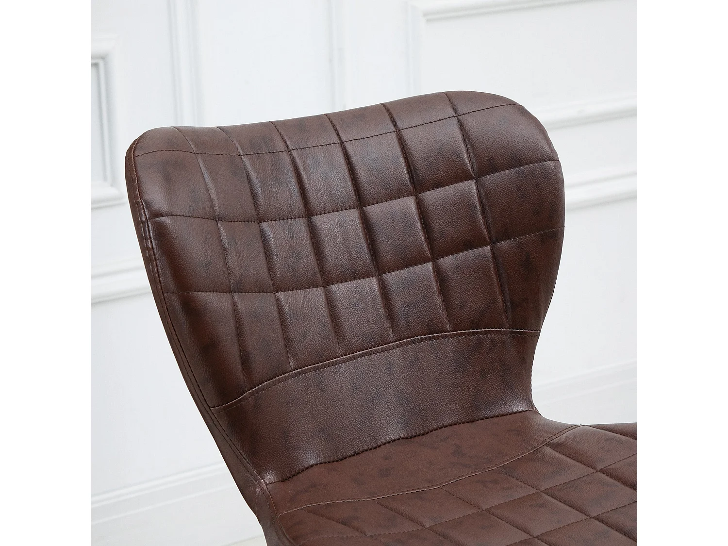 Setora Set of 2 Brown Faux Leather Adjustable Bar Stools with Backrest and Footrest