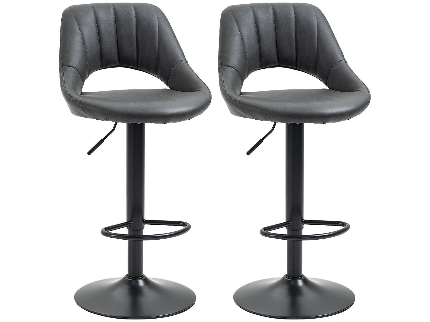 Dova Lure Faux Leather Grey Swivel Bar Stools Set of 2 Adjustable Backrest and Footrest