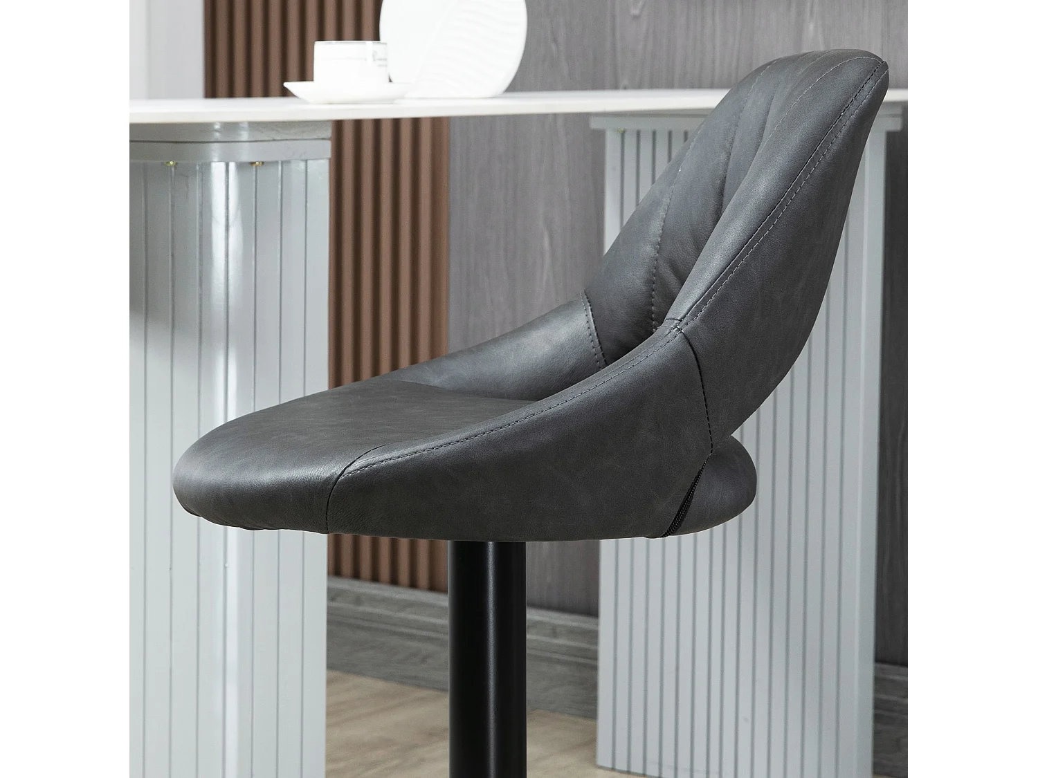 Dova Lure Faux Leather Grey Swivel Bar Stools Set of 2 Adjustable Backrest and Footrest