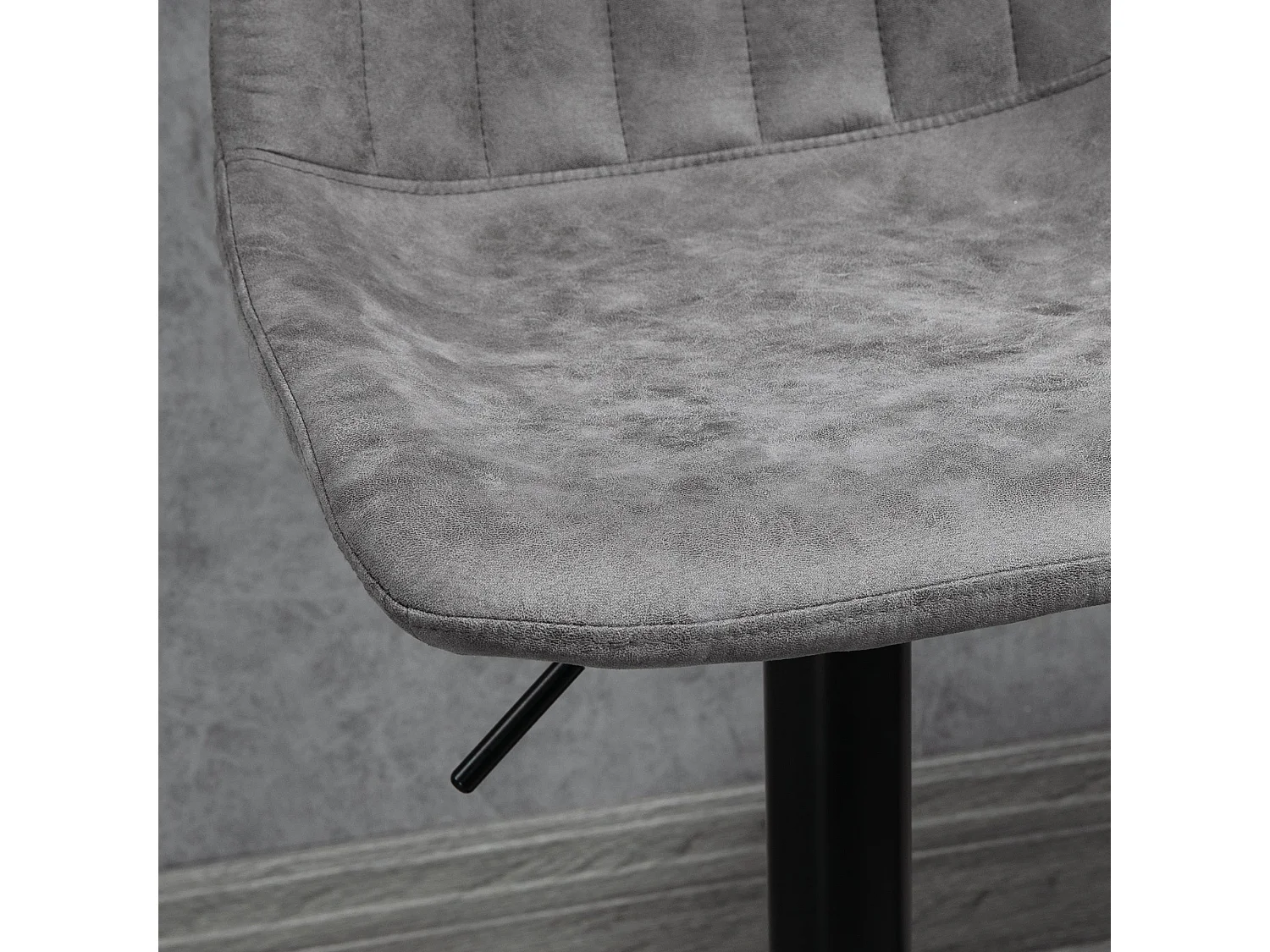 Doneha Faux Leather Grey Adjustable Breakfast Bar Chairs Set of 2 Upholstered Swivel Stools