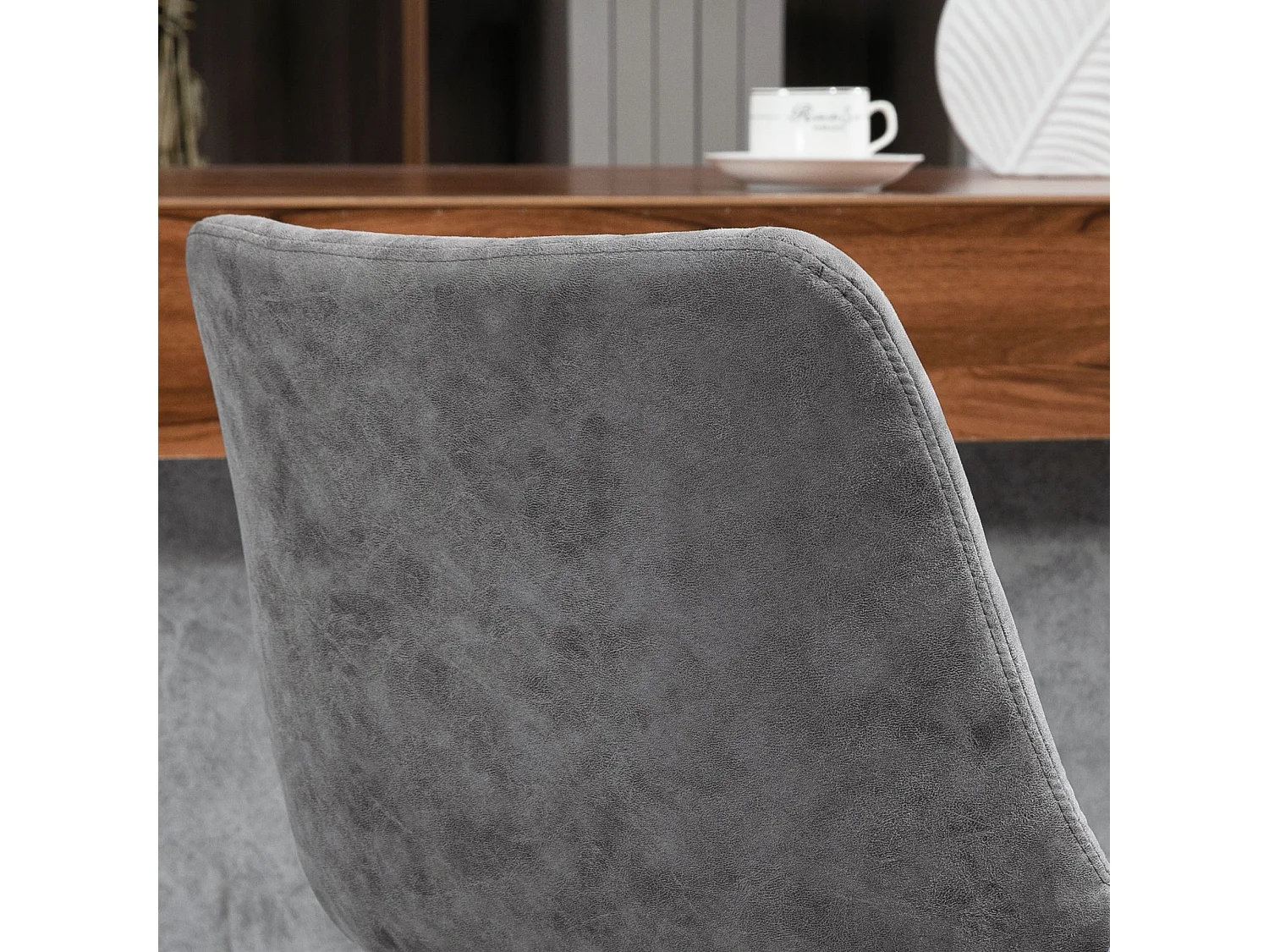 Doneha Faux Leather Grey Adjustable Breakfast Bar Chairs Set of 2 Upholstered Swivel Stools