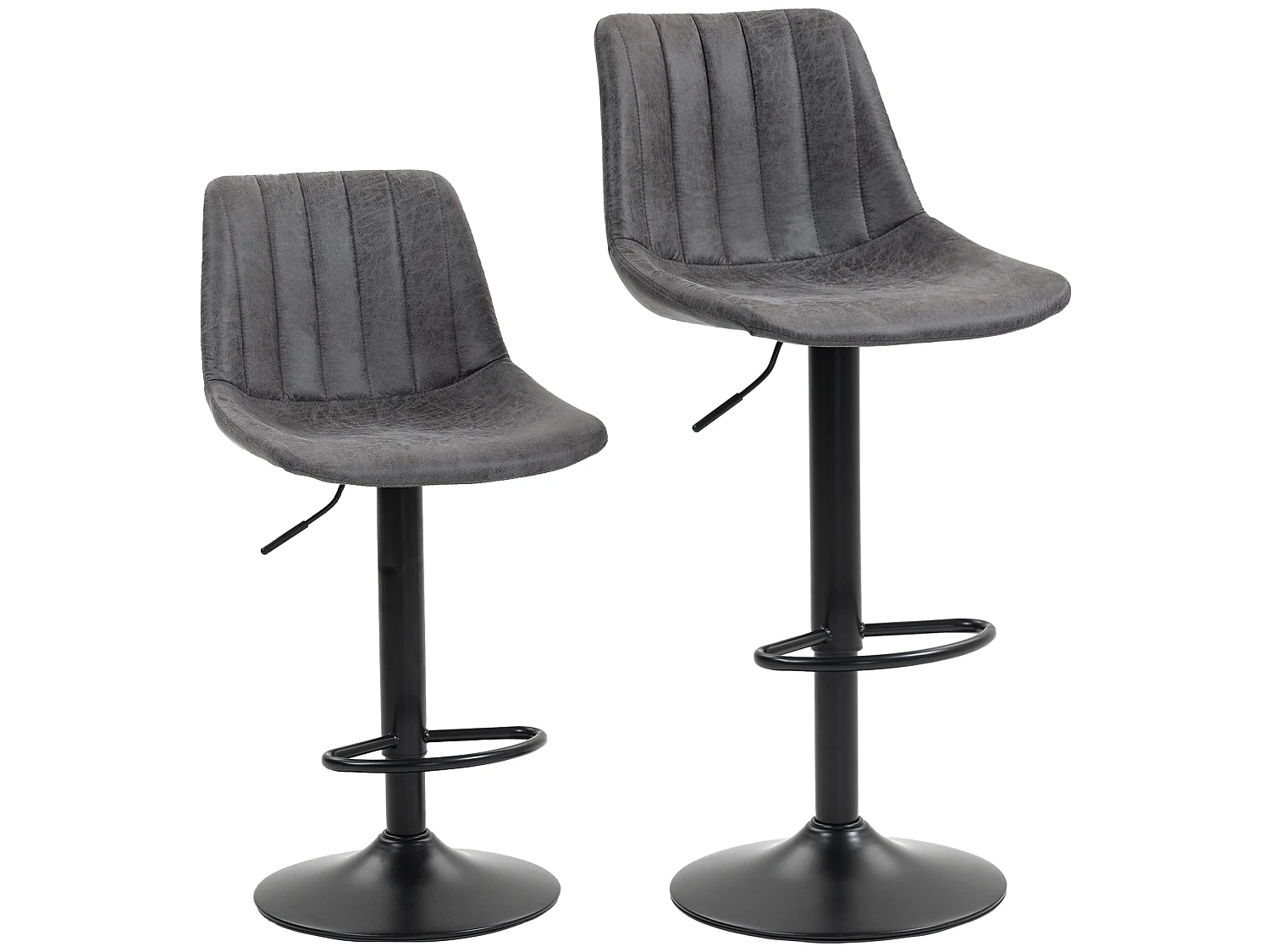 Rotteli Set of 2 Charcoal Grey Faux Leather Tub Bar Stools