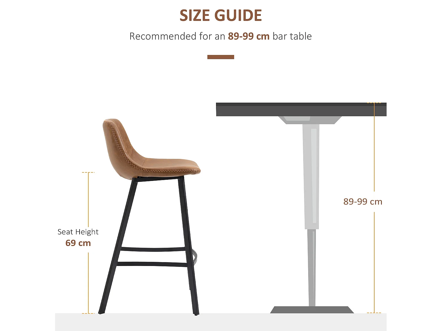Lilu Dilu Set of 2 Brown Industrial Kitchen Bar Stools Fixed Height Reinforced Frame