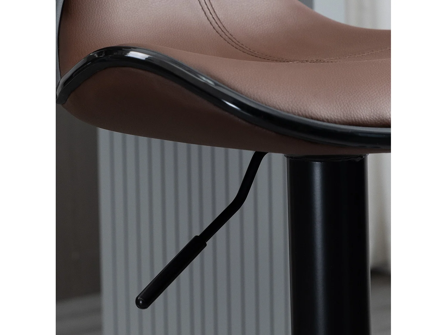 Mifaro Set of 2 Brown Adjustable Swivel Bar Stools with Steel Frame and Footrest