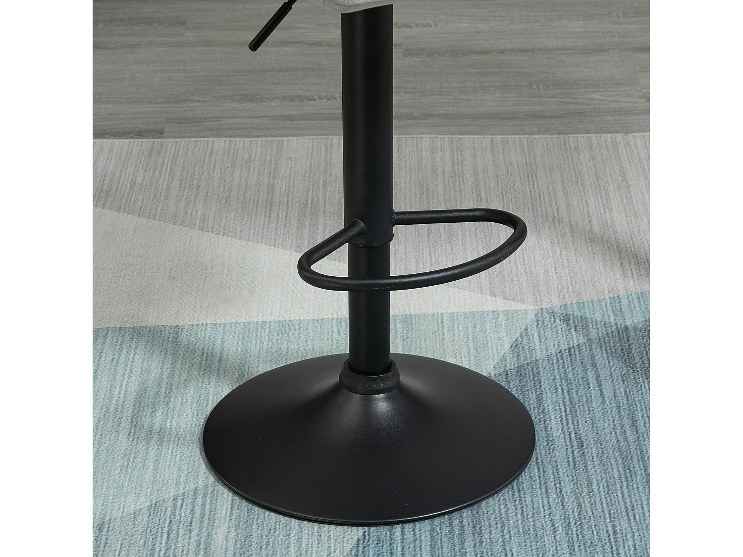 Cotodo Set of 2 Light Grey Upholstered Adjustable Swivel Bar Stools with Backrest