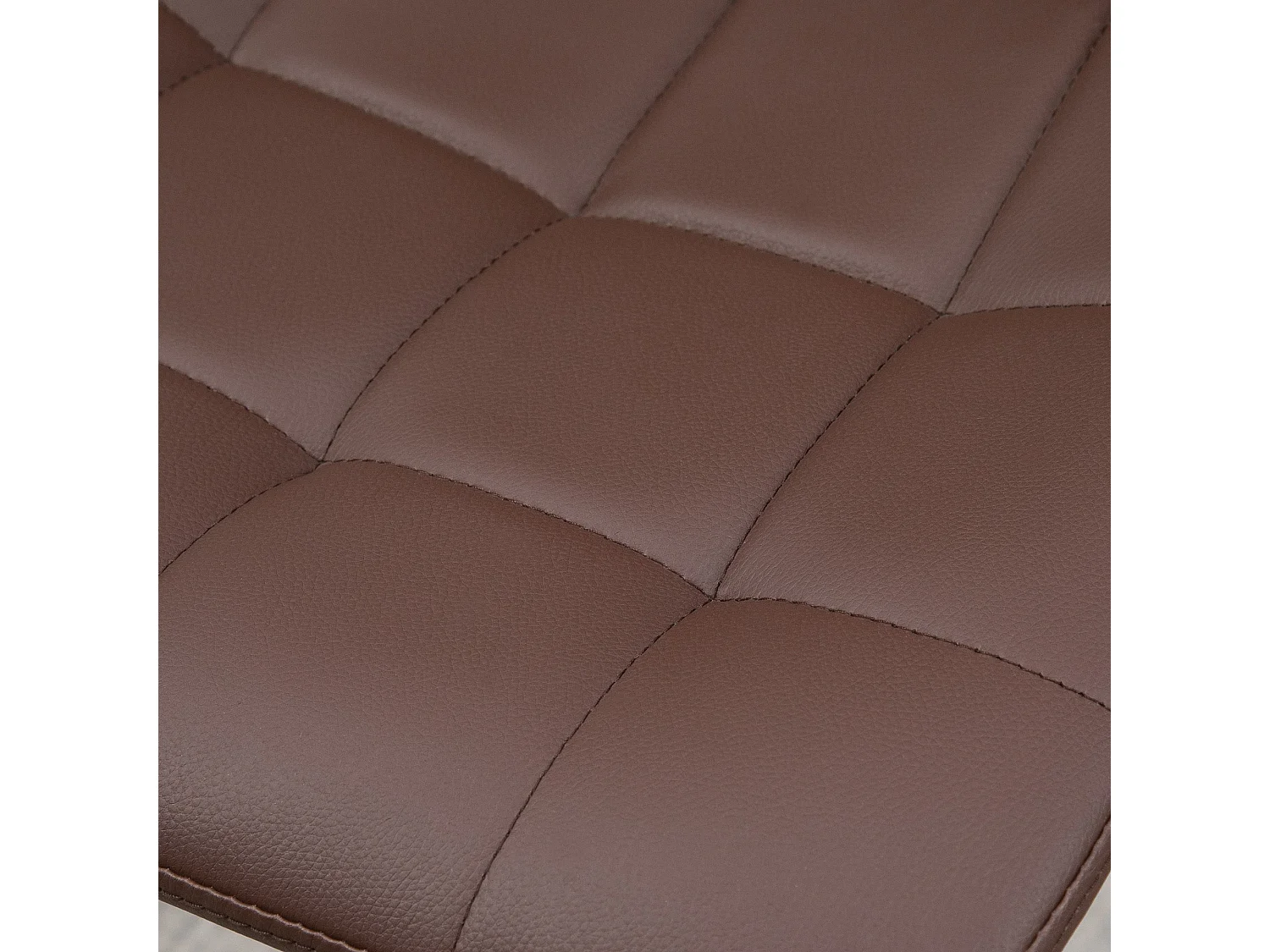 Ninora Set of 2 Brown Quilted Faux Leather Swivel Bar Stools with Back Support