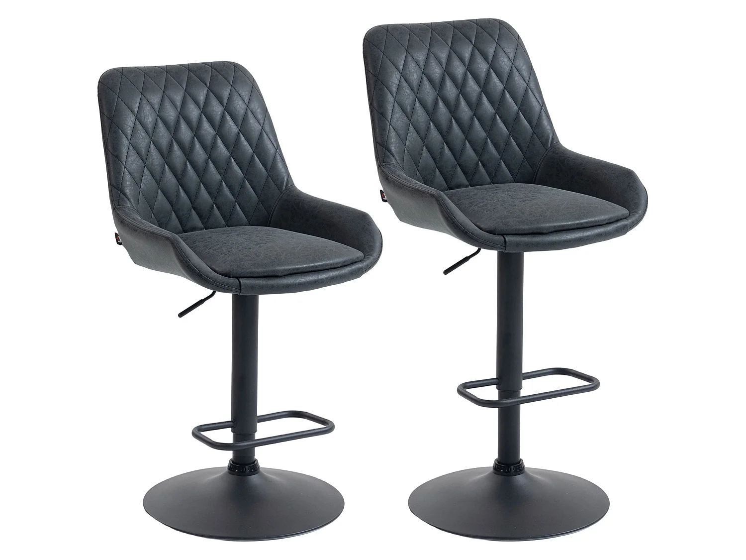 Reta Set of 2 Black Faux Leather Retro Bar Stools