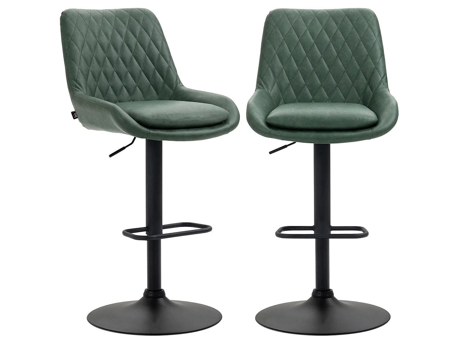 Milosu Green Adjustable Retro Bar Stools Set of 2 with Swivel Seats
