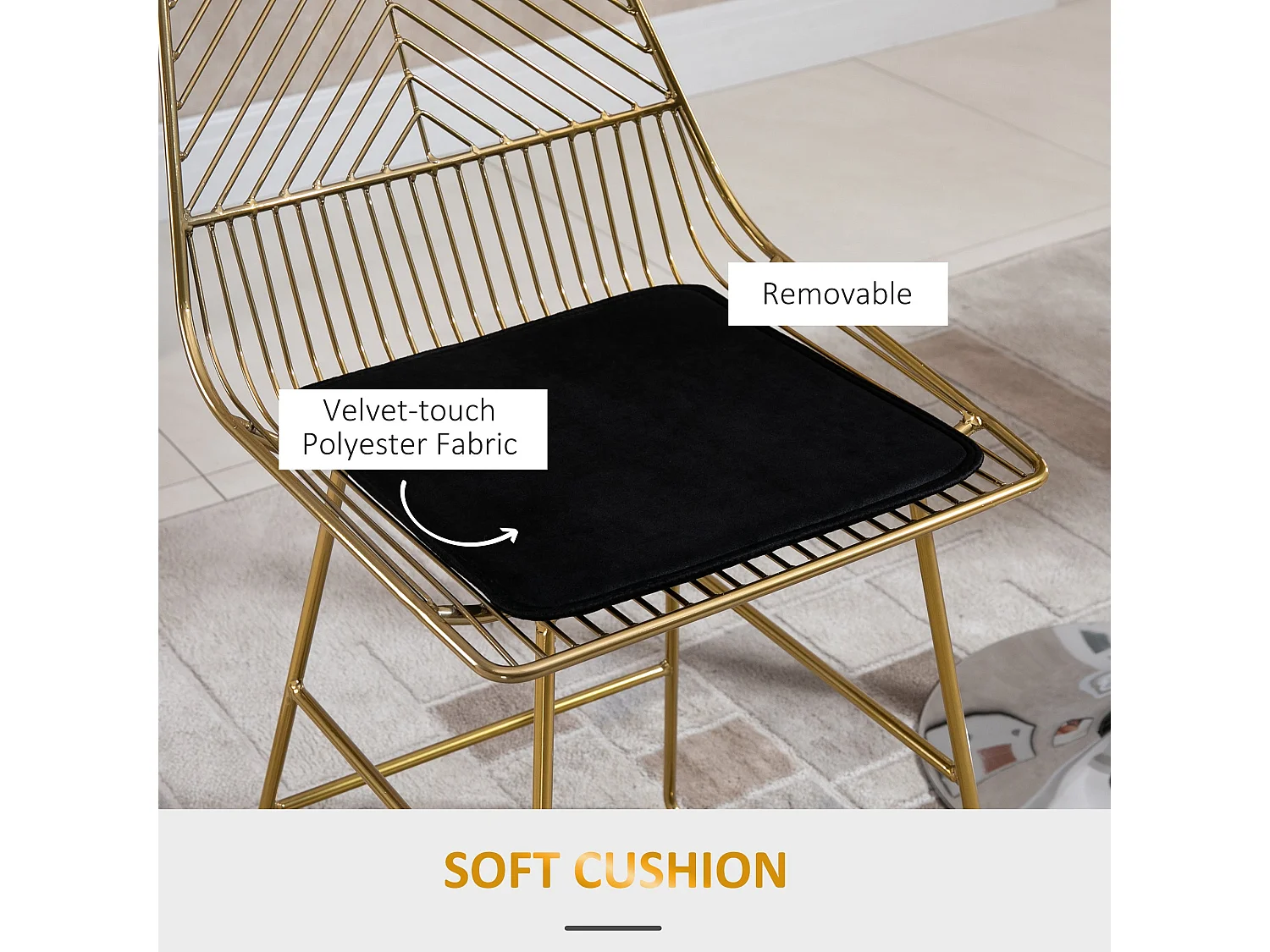 Sunira Set of 2 Gold Metal Counter Bar Stools with Wire Frame Design