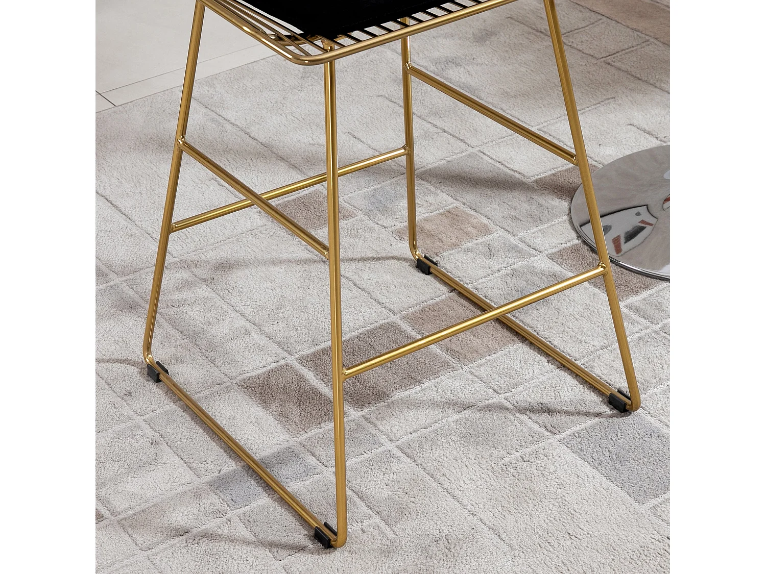 Sunira Set of 2 Gold Metal Counter Bar Stools with Wire Frame Design