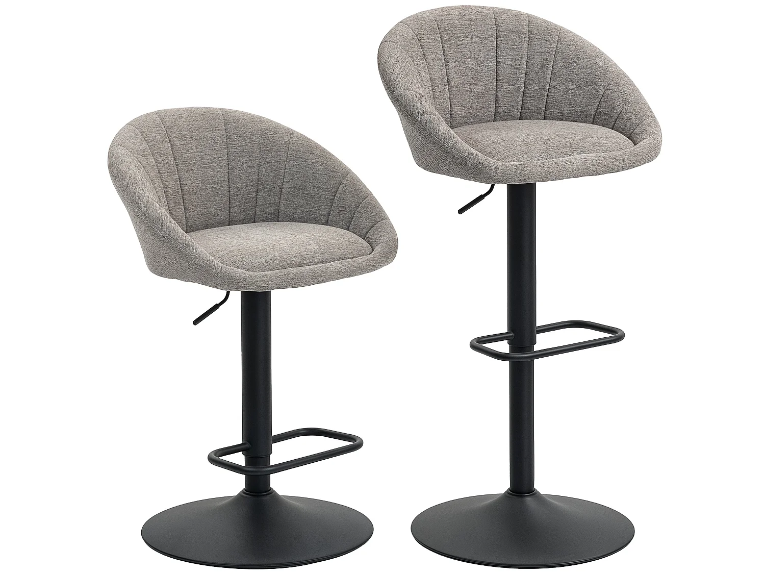 Relodi Lifa Set of 2 Grey Upholstered Relaxed Tub Bar Stools