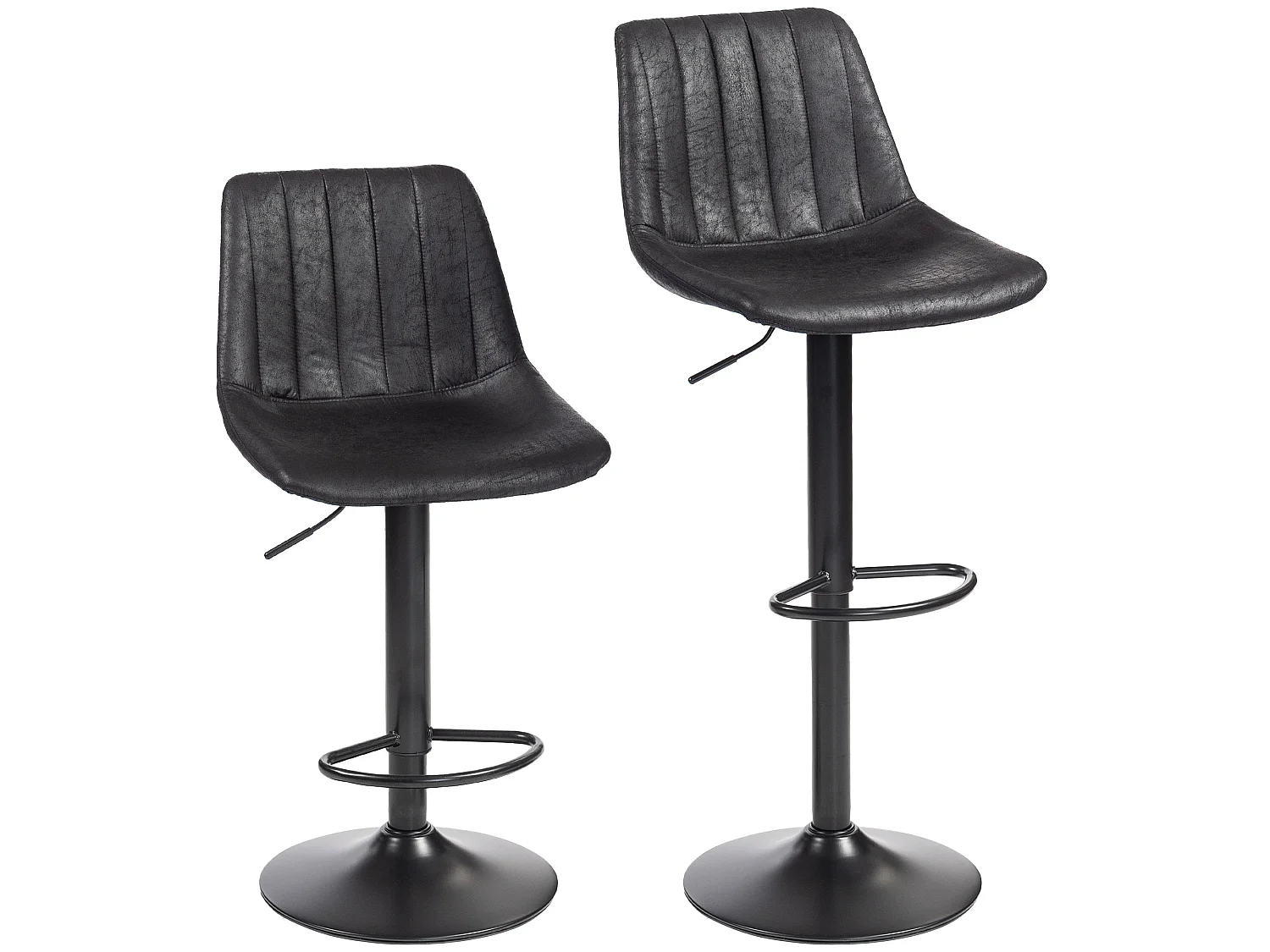 Nalo Set of 2 Black Leathaire Tub Style Upholstered Bar Stools