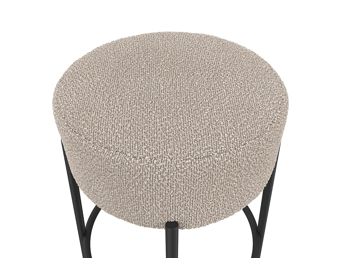 Tanji Cream Boucle Counter Stool Round Seat Matt Black Metal Legs